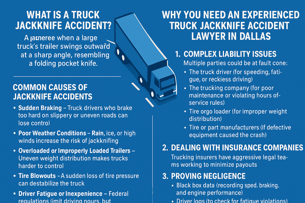 Experienced Truck Jackknife Accident Lawyer in Dallas for Interstate Highway Crashes 2 Best Slip and Fall Lawyer in Boston for Commercial Property Injury Cases